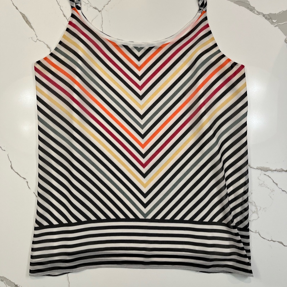 CAbi Black, White, and Colored Fitted Camisole Top, Size L